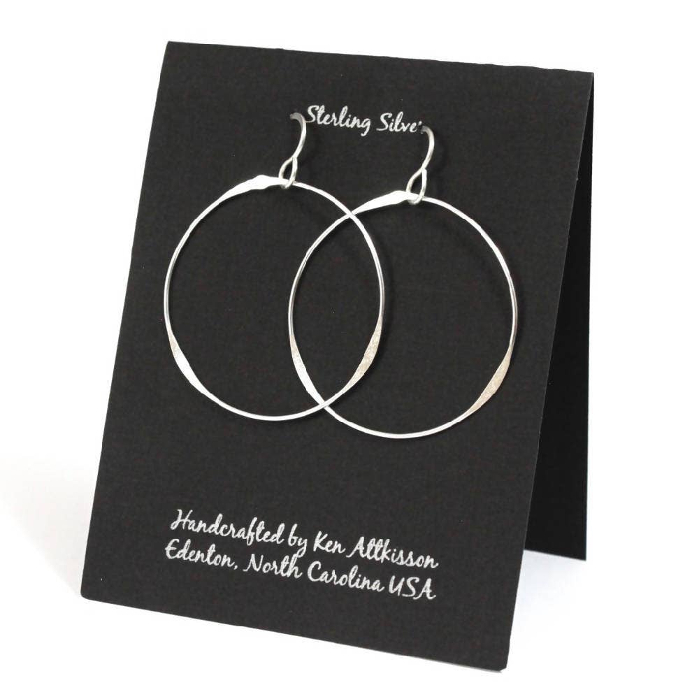 ER23 Ken’s handcrafted jewelry - Sterling Silver Earrings X-Large Circle