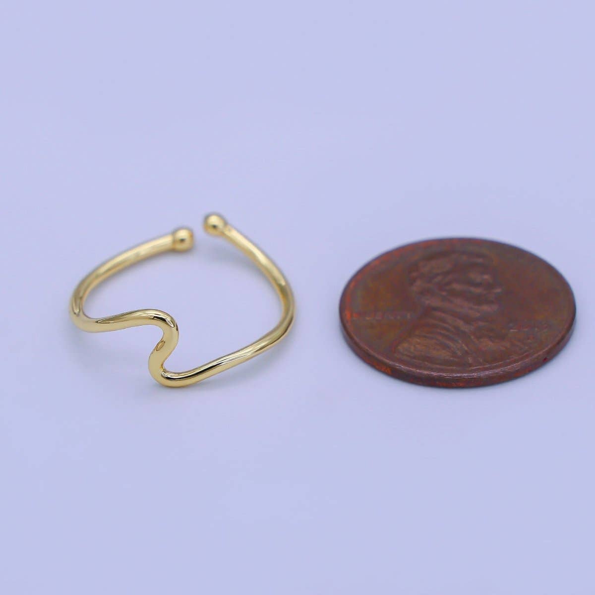 Aim Eternal - Minimalist Ring Gold Open Ring Wave Curvy Ring, Thin Ring Gold Ring Dainty Stackable Ring Adjustable Ring.R-084