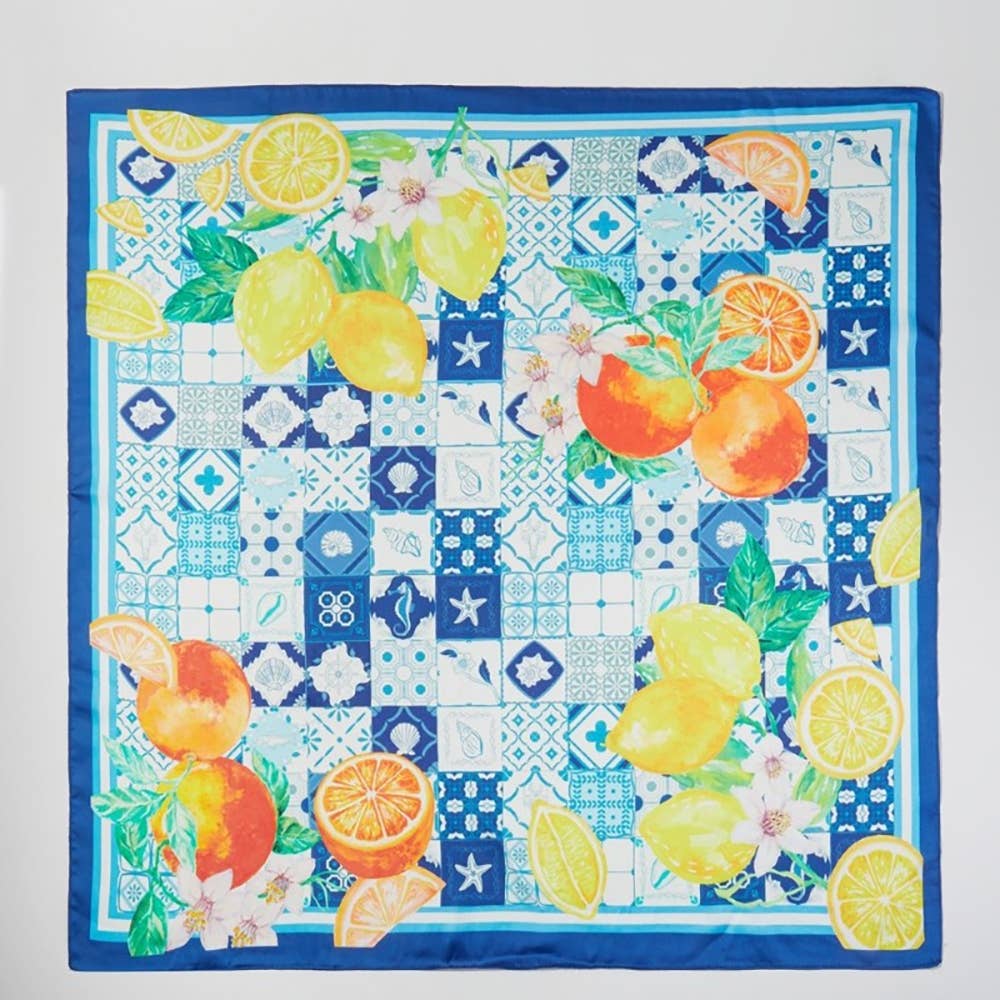 Anarchy Street - Lemon And Orange Print Square Bandana Scarf
