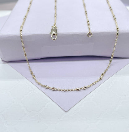 Milie Jewels - 18k Gold Filled Double-bar Satellite Chain with Oval Link