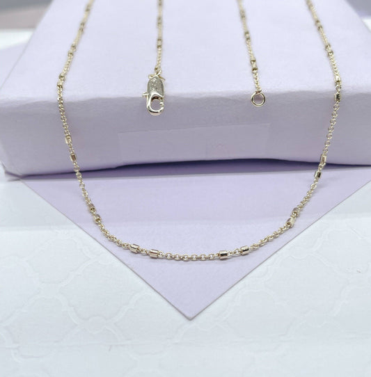 Milie Jewels - 18k Gold Filled Double-bar Satellite Chain with Oval Link