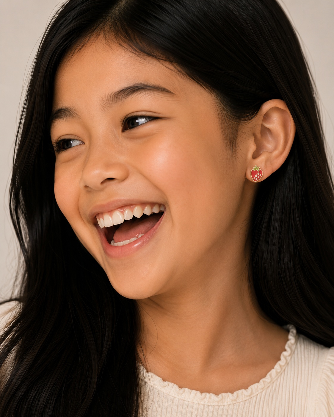 JaxKelly - Strawberry Enamel Flat Back Kids Earrings