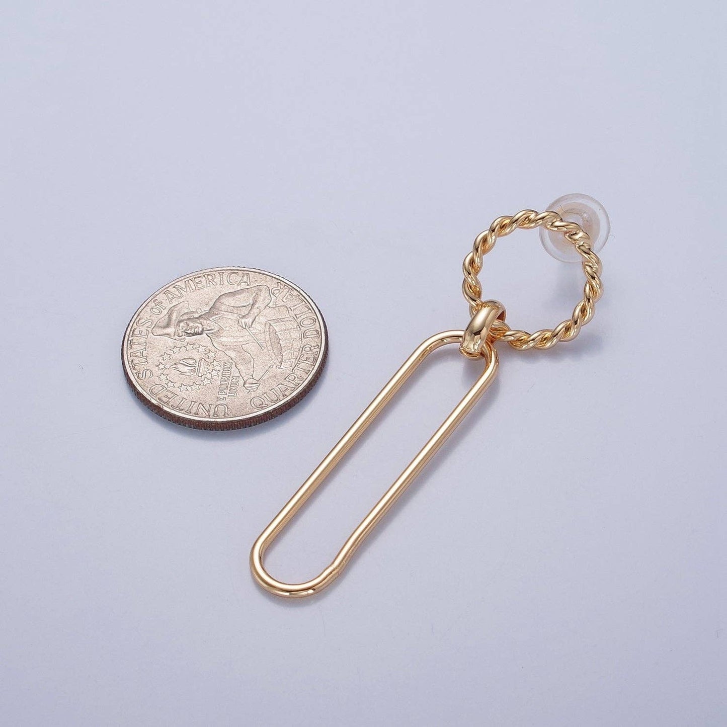 Aim Eternal - 18K Gold Plated Oval Earrings, Geometric Drops, Twisted Round Lightweight Studs V-389