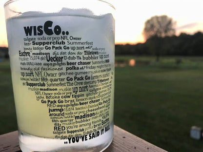Flags Over Wisconsin - Wisco Lingo Rocks Glass