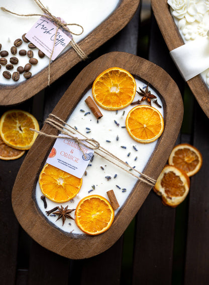 MySunshineCandless - Dough Bowl Candle With Cotto Wicks and Soy Wax/ Orange Bowl 