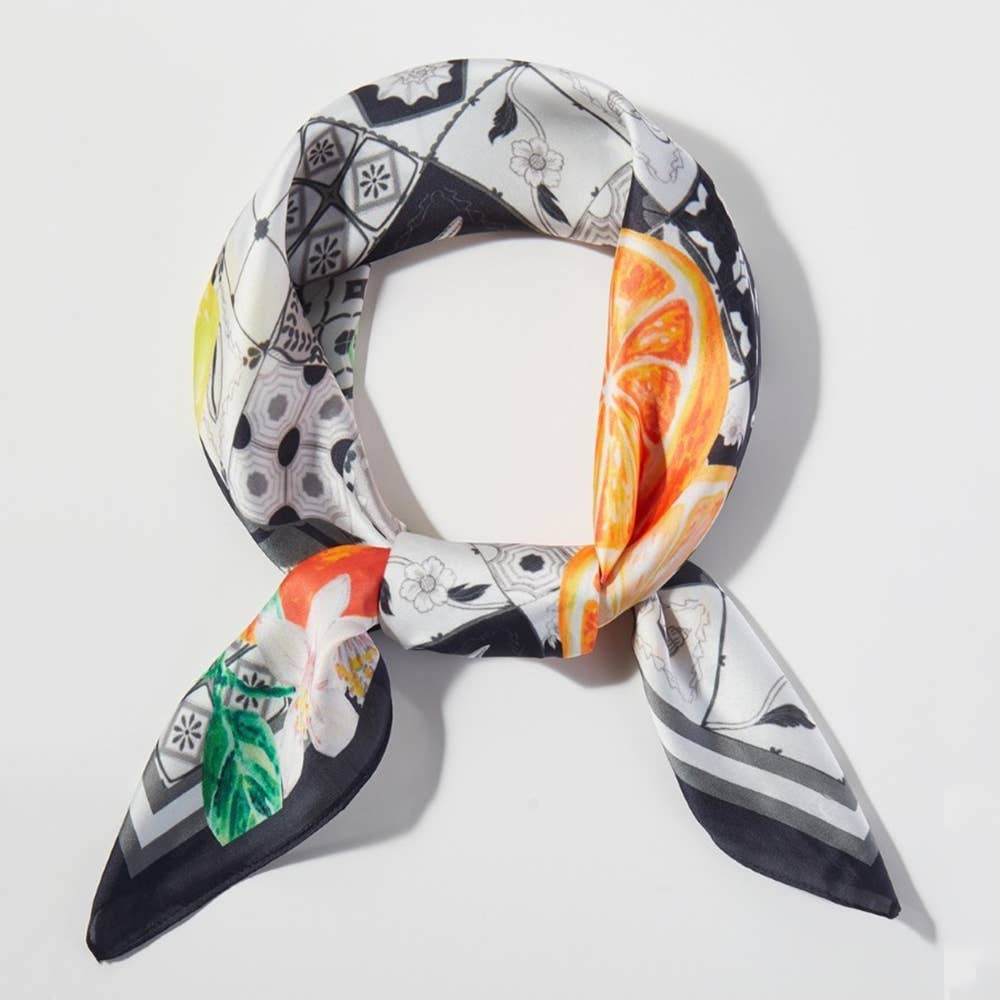Anarchy Street - Lemon And Orange Print Square Bandana Scarf