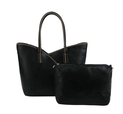 MiMi Wholesale - COL001-2 2-in-1 Stitch Trim Detail Shoulder/Tote Set Bag