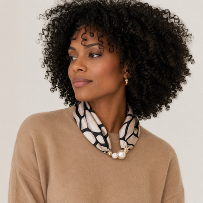 Ellison+Young - Ellison+Young Satin Twilly Scarf Necklace with Jeweled Magnetic Clasp