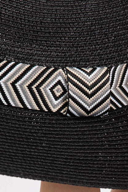 Hana - Aztec Tribal Pattern Band Straw Summer Sun Hat
