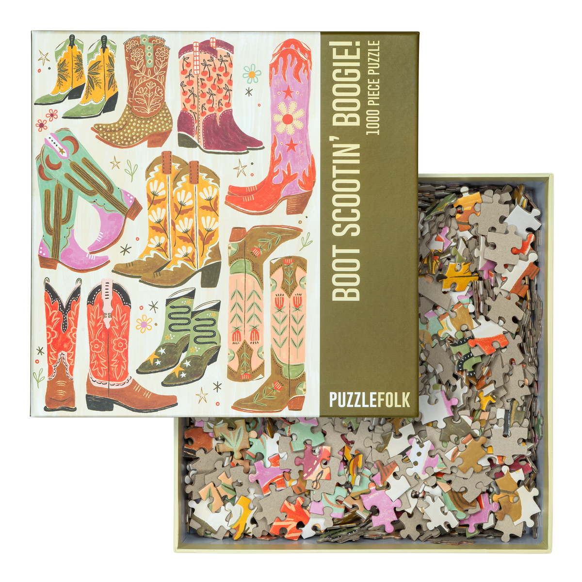 Puzzlefolk - Boot Scootin' Boogie! 1000 Piece Western Cowboy Boot Puzzle