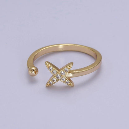Aim Eternal - Dainty Star Ring - Minimalist Ring - Celestial Jewelry Stacking Rings Thin Gold Filled Band Ring Open Adjustable Jewelry S-518