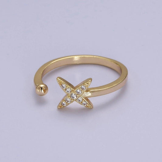 Aim Eternal - Dainty Star Ring - Minimalist Ring - Celestial Jewelry Stacking Rings Thin Gold Filled Band Ring Open Adjustable Jewelry S-518