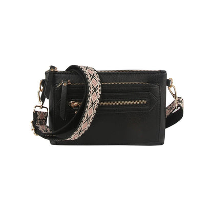 Handbag Factory Corp - Small retangular front zipper guitar strap crossbody