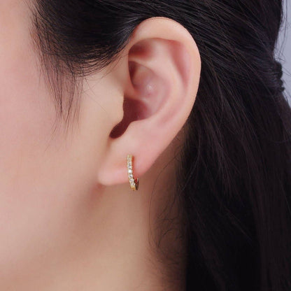 Aim Eternal - 14K Gold Filled 15mm Micro Paved Huggie Earrings | P079