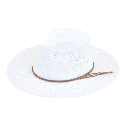 MiMi Wholesale - KP013 Horseshoe Lace With Braided Suede Trim Panama Hat