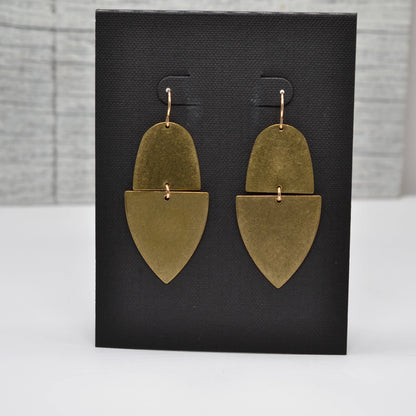 Sela+Sage - Worn Gold Brass, Arch Triangle Earrings with Gold Filled