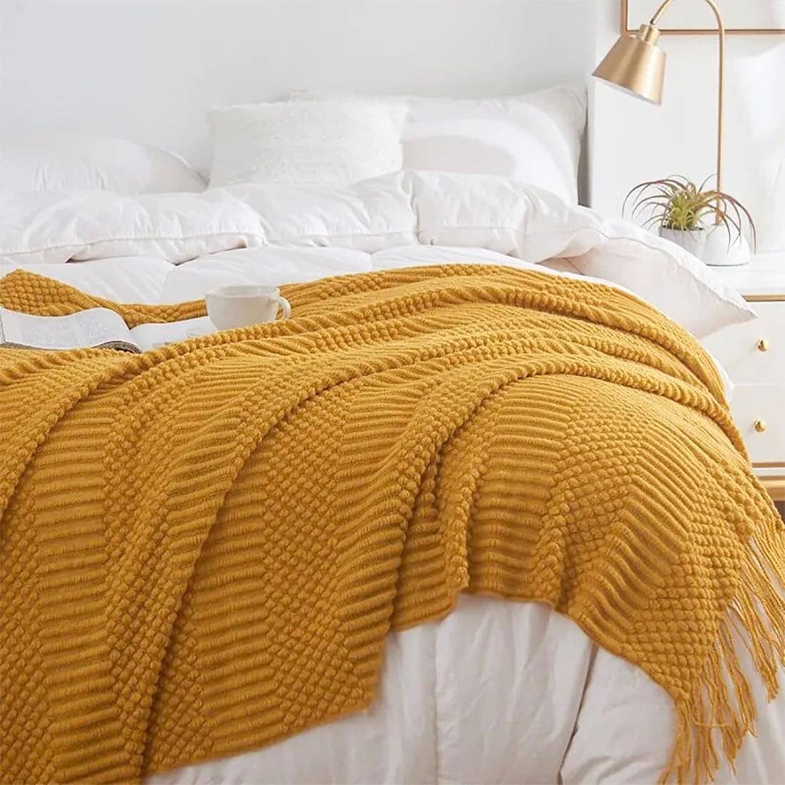 Fennco Styles - Waffle Stripe 50x60 Inch Throw Blanket