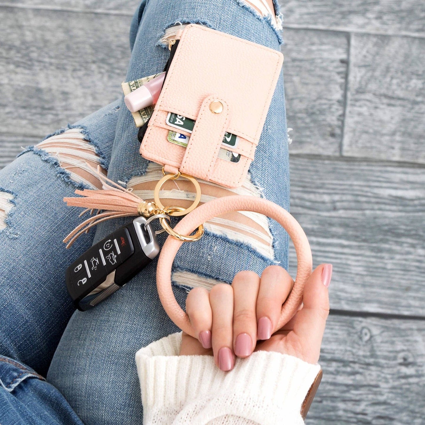Aili's Corner - Key Ring ID Wallet Zip Bracelet