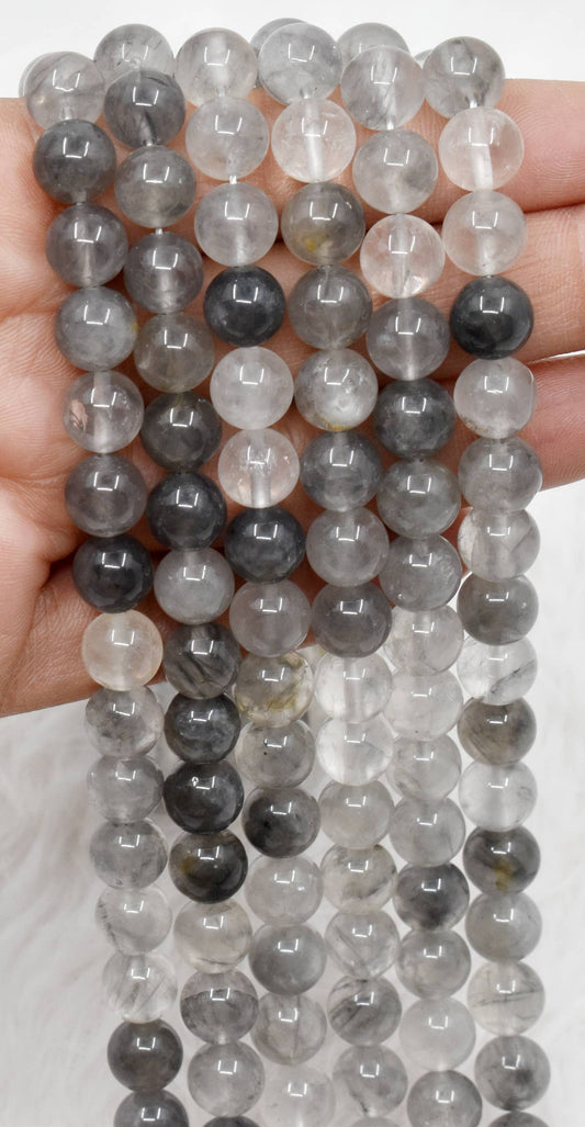Soothing Crystals - Cloudy Quartz Round Beads, 6mm, 8mm, 10mm Mala Crystal Beads