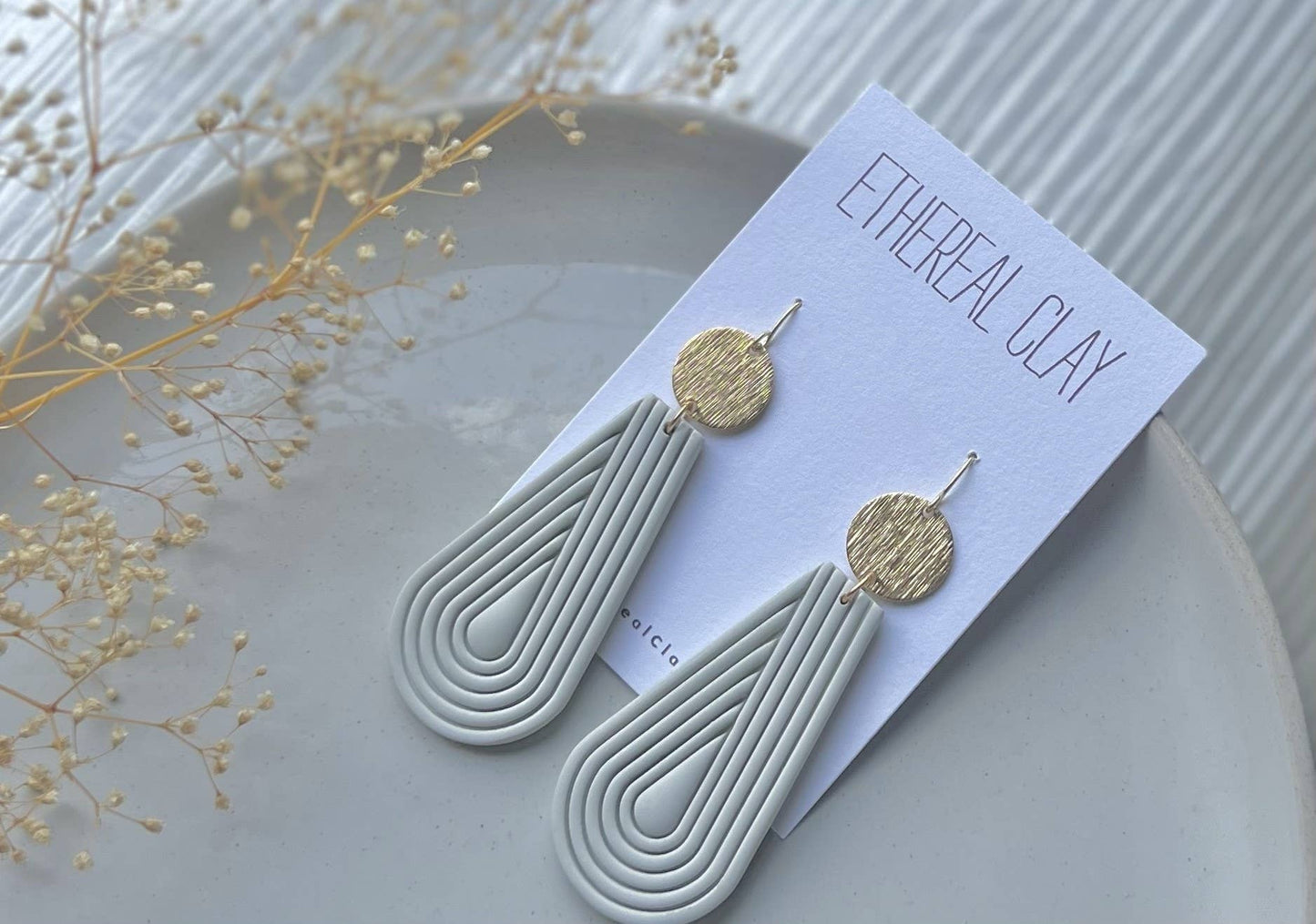 Ethereal Clay - Boho Clay Earrings, Simple Style, Neutral
