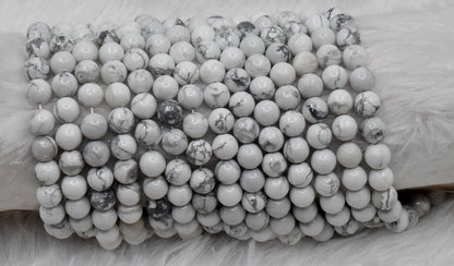 Soothing Crystals - Howlite Round Beads, 4,6,8,10,12,mm Mala for Jewelry Beads