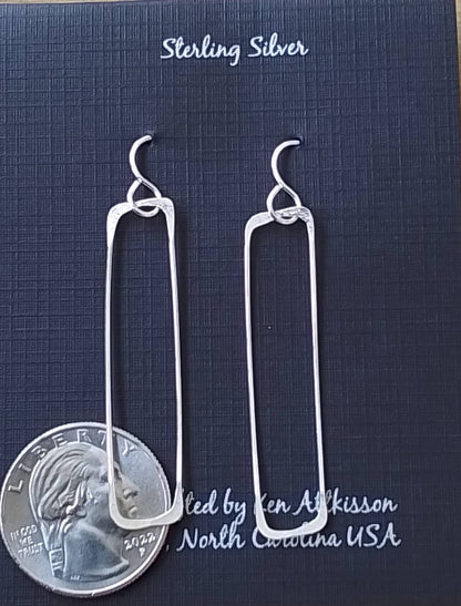 ER353 Ken’s handcrafted jewelry - Sterling Silver Earrings Skinny Rectangle