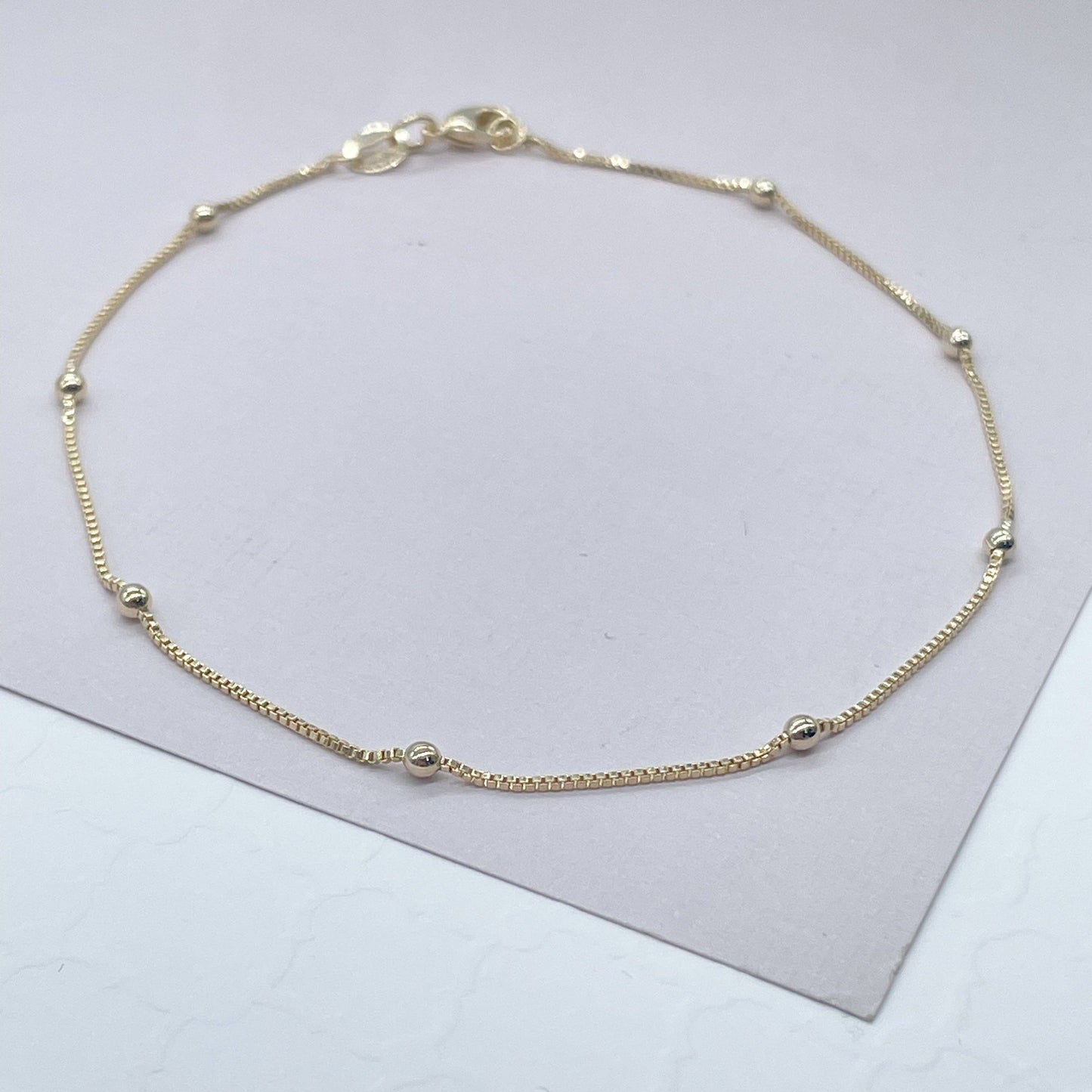 Milie Jewels - 18k Gold Filled Box Chain Anklet
