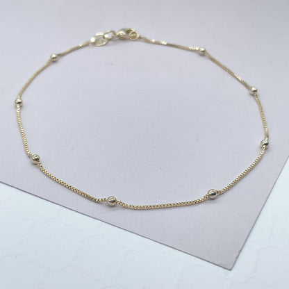 Milie Jewels - 18k Gold Filled Box Chain Anklet
