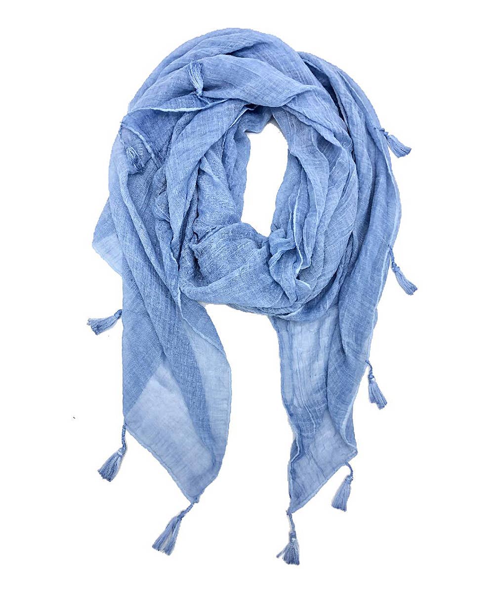 JC Sunny Fashion - Solid Tassel-Trim Scarf