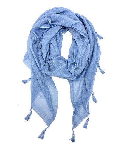 JC Sunny Fashion - Solid Tassel-Trim Scarf