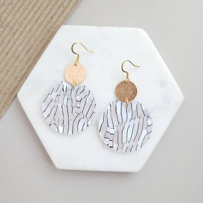 Spiffy & Splendid - Zoey Earrings - Pearl Black Stripe //Jewelry, Gifts