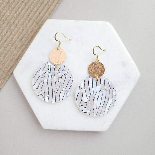 Spiffy & Splendid - Zoey Earrings - Pearl Black Stripe //Jewelry, Gifts