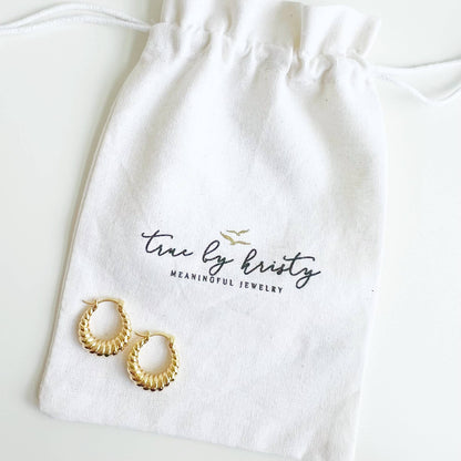 True by Kristy Jewelry - Endless Weekend Croissant Twist Hoops Earrings Gold Filled