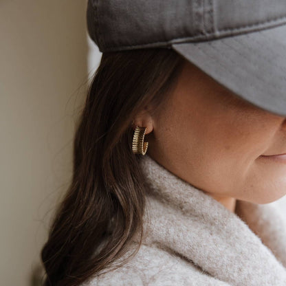 True by Kristy Jewelry - Rio Textured Hoops Earrings Gold Filled
