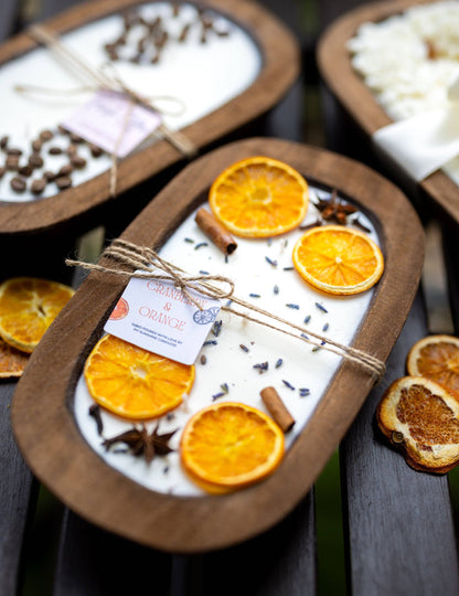 MySunshineCandless - Dough Bowl Candle With Cotto Wicks and Soy Wax/ Orange Bowl 