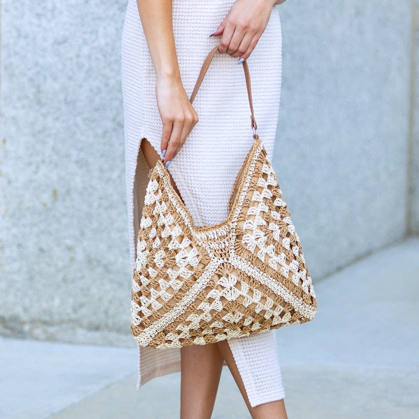 Aili's Corner - Dahlia Woven Straw Shoulder Bag