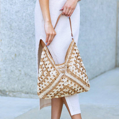 Aili's Corner - Dahlia Woven Straw Shoulder Bag
