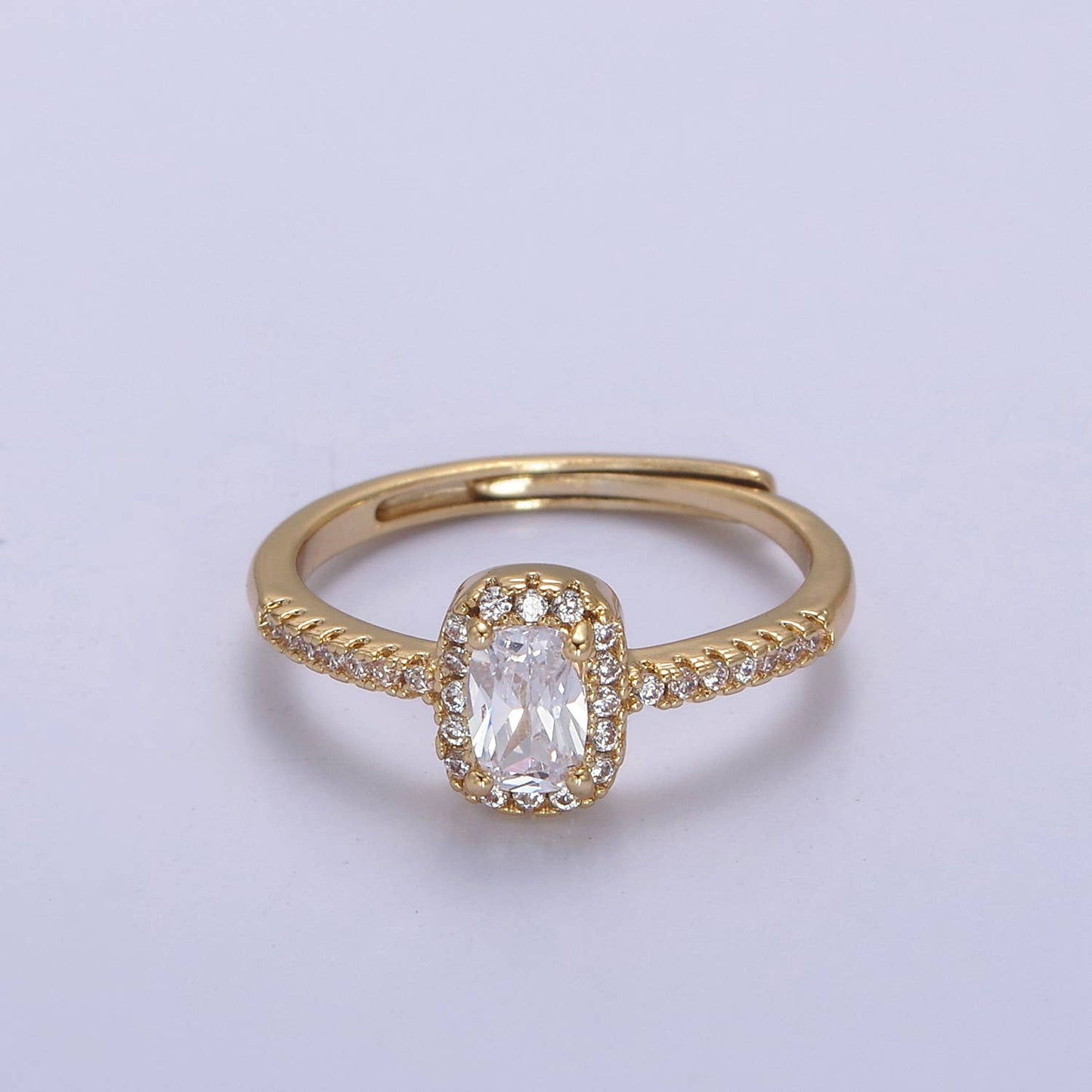 Aim Eternal - Elegant Micro Pave Rectangle CZ Stone Gold Minimalist Ring