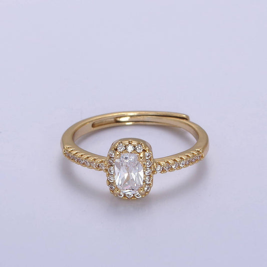 Aim Eternal - Elegant Micro Pave Rectangle CZ Stone Gold Minimalist Ring