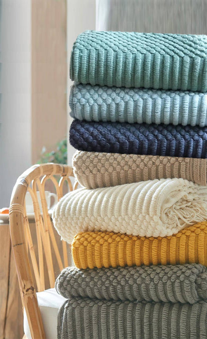 Fennco Styles - Waffle Stripe 50x60 Inch Throw Blanket