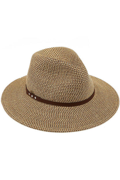 Hana - C.C Suede Band Trim Panama Sun Hat