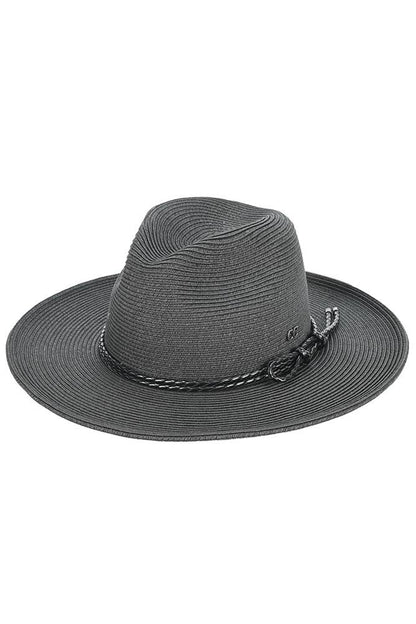 Hana - C.C Leather String Rope Band Paper Panama Hat