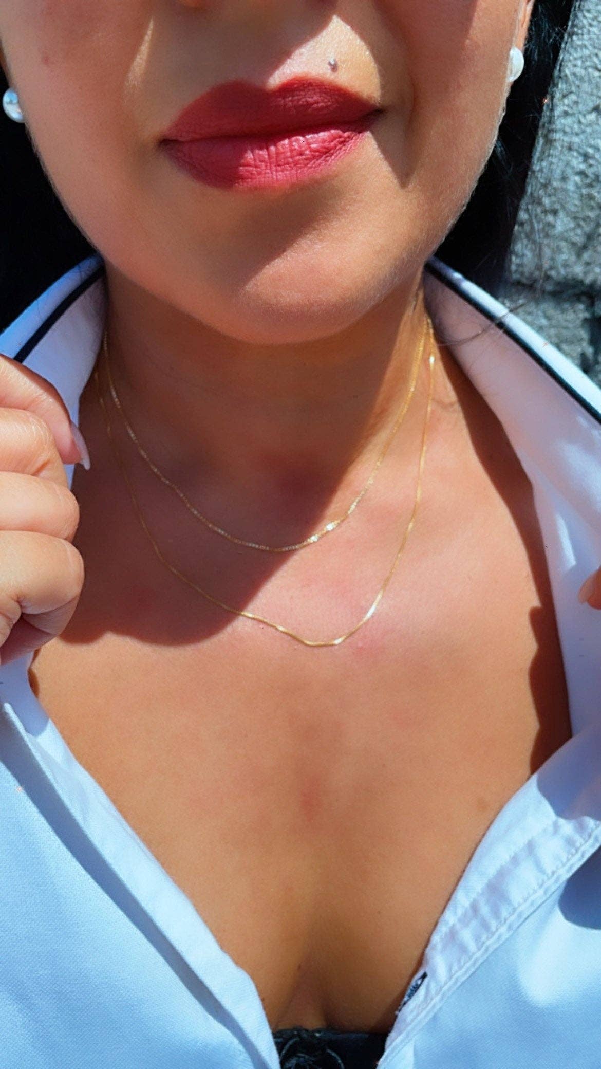 Milie Jewels - 18k Gold Filled Box Chain 1mm Necklace Dainty Jewelry