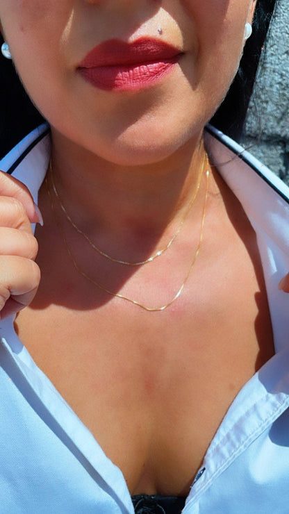Milie Jewels - 18k Gold Filled Box Chain 1mm Necklace Dainty Jewelry