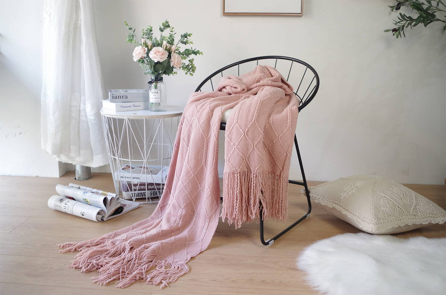 Fennco Styles - Rhombus Diamond Knit 50x60 Inch Throw Blanket