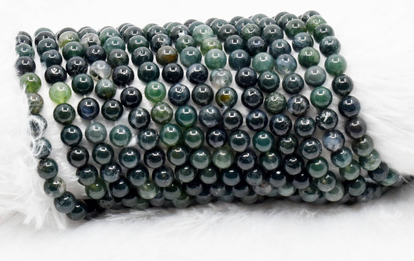 Soothing Crystals - Moss Agate Round Beads 4mm, 6mm, 8mm, 10mm,12mm Mala Beads
