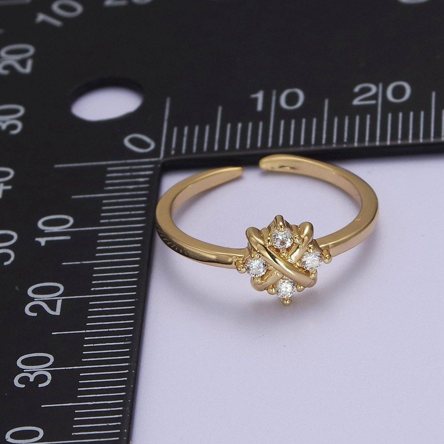 Aim Eternal - Dainty Gold Flower Ring Open Adjustable Ring S-529