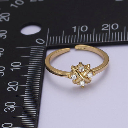 Aim Eternal - Dainty Gold Flower Ring Open Adjustable Ring S-529