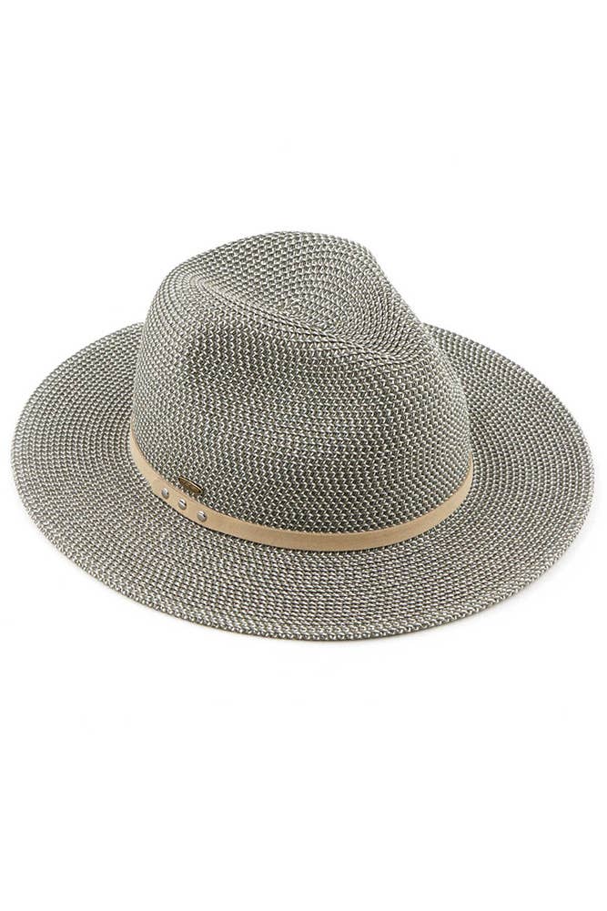 Hana - C.C Suede Band Trim Panama Sun Hat