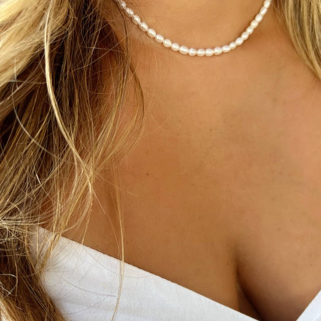 True by Kristy Jewelry - Sea Isle Freshwater Rice Pearl Beaded Necklace Gold Filled